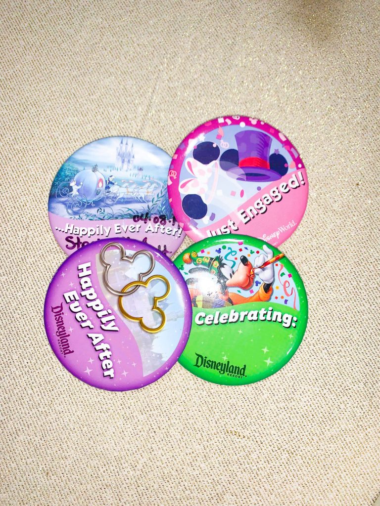 Walt Disney Set Of Two Just Engaged  Pins Buttons, 