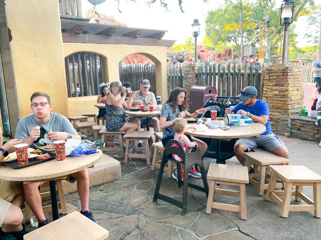 People eating at Pecos Bill in Magic Kingdom