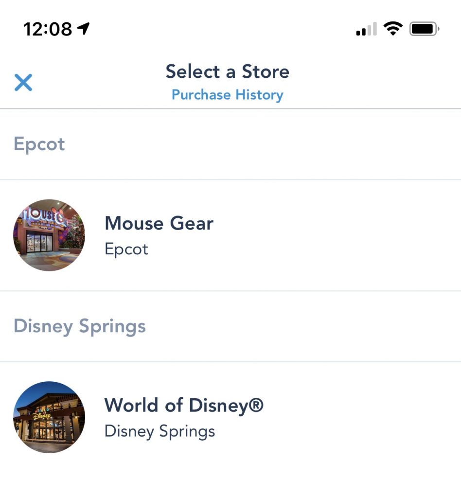 screenshot of mobile check out on My Disney Experience