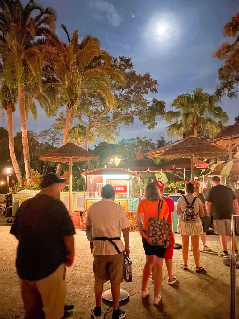 line for snack cart in Adventureland