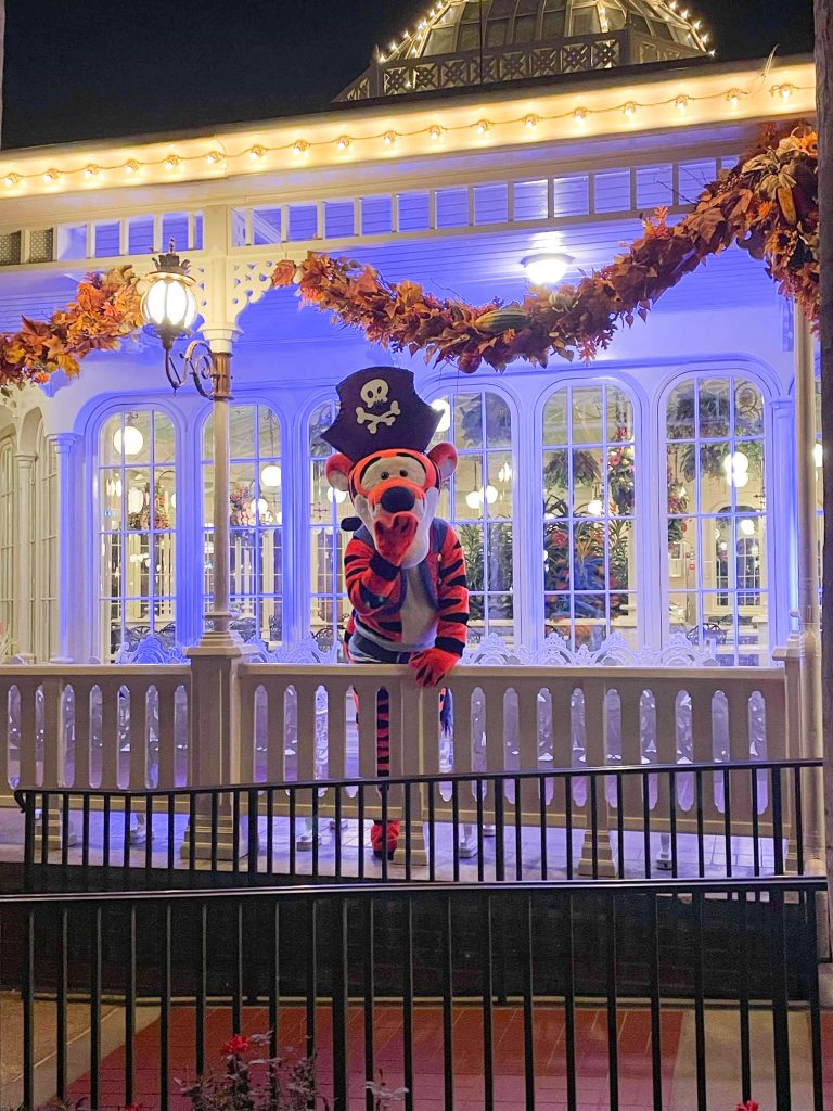 Tigger dressed as a pirate in front of Crystal Palace