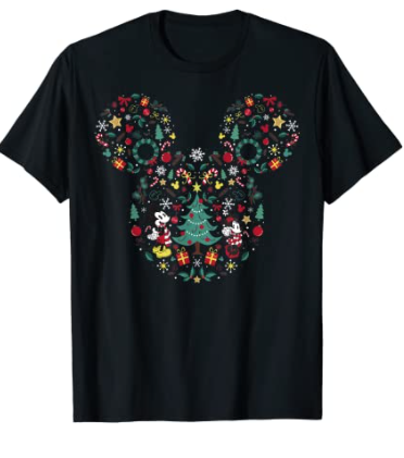 tshirt with mickey and minnie christmas decor