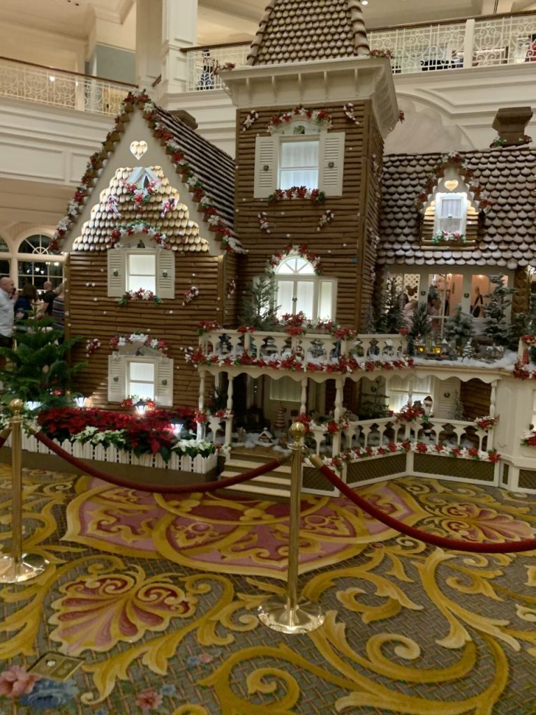 large gingerbread house in disney world hotel
