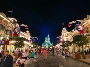 main street 2020 christmas lights and cinderella castle