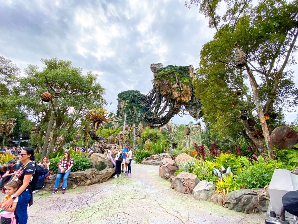 The iconic new land of Pandora has great details and features some of the best rides you will need Animal Kingdom Genie+ for, but if you just walk through Pandora, enjoy the flowers, trees, and out of this world designs.