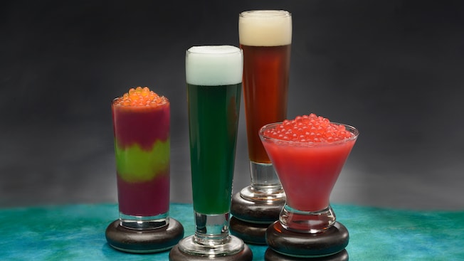 These iconic layered and colorful boba drinks pay tribute to Pandora's culture in one of the best Animal kingdom restaurants, Pongo Pongo.