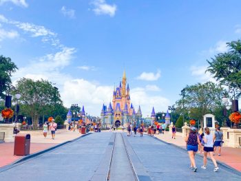 The 50th Castle viewing is perfect at the end of the street and is something you can spend more time staring at when you use Magic Kingdom Genie+ to help plan your lines and wait times!