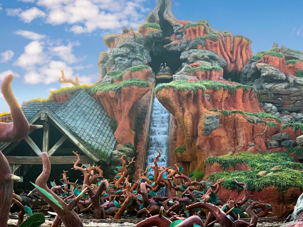 The iconic tall drop of Splash Mountain leaves people soaked on this flume ride, which is why many skip long lines through the Magic Kingdom Genie+.