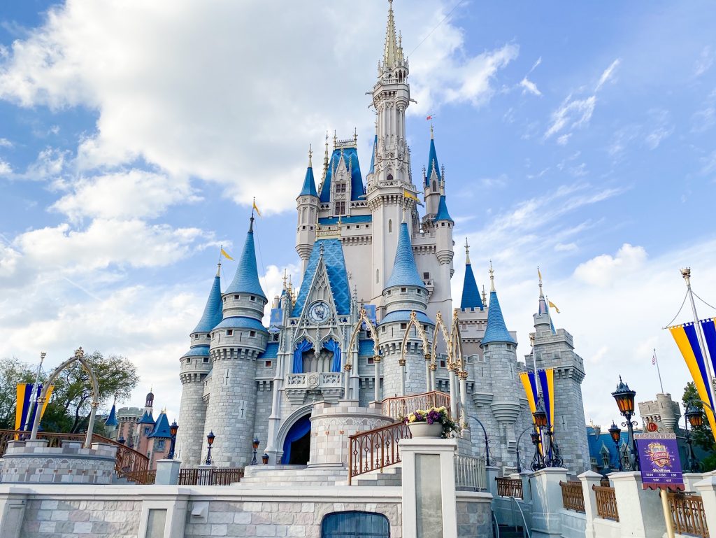 Beautiful view of Cinderella Castle at Disney World. 