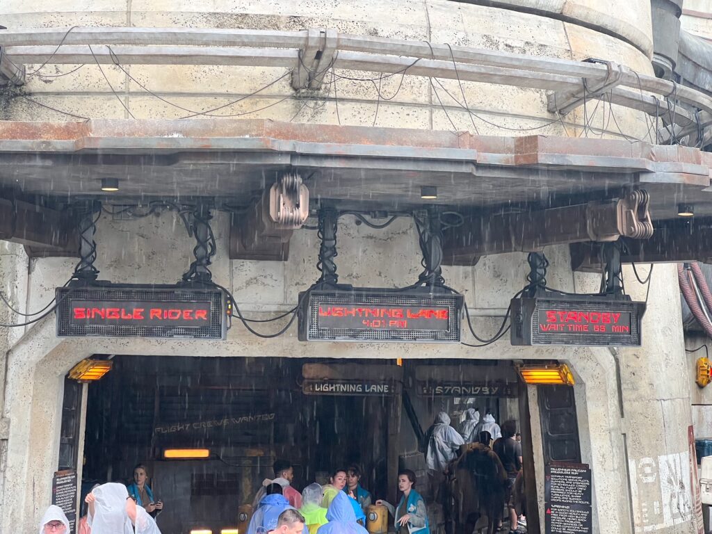 Ride entrance for Millennium Falcon: Smuggler's Run, one of the rides you could ride and book using our Disney Genie hacks. 