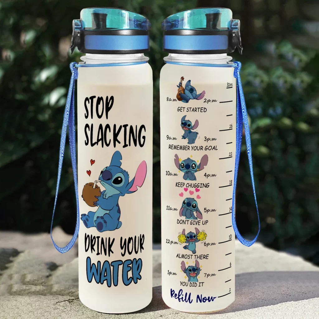 Disney Water bottles with Disney Lilo and Stitch design. 
