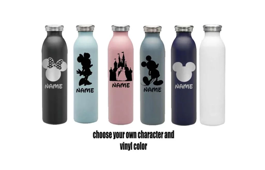 Personalised Drinks Bottle Disney Font Name and Ears Design 