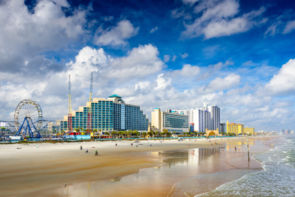 buildings on beach with clouds beaches near disney