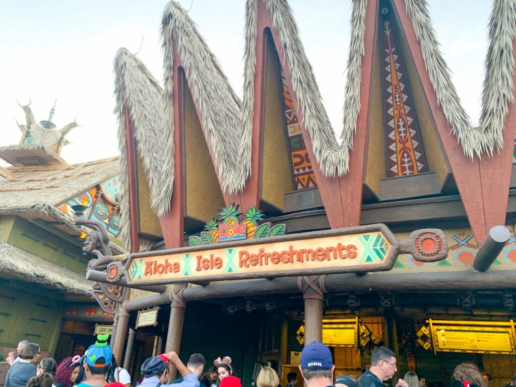 Outside entrance to Aloha Isle, one of the places to get Dole Whip- a treat that is gluten-free at Disney