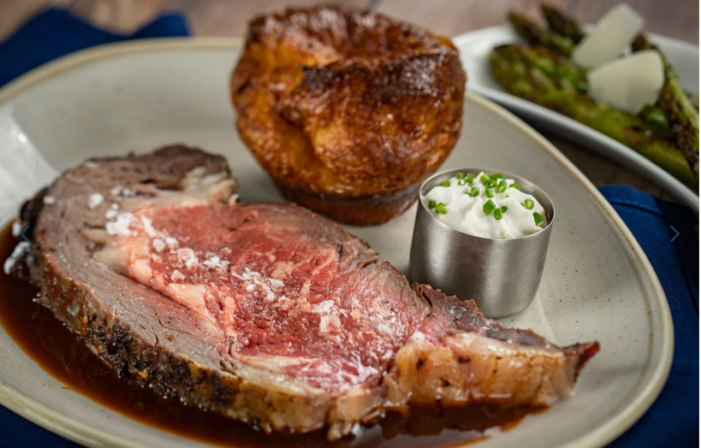 A steak meal that you can get at Steakhouse 71, one of the restaurants that offer gluten-free food at Disney