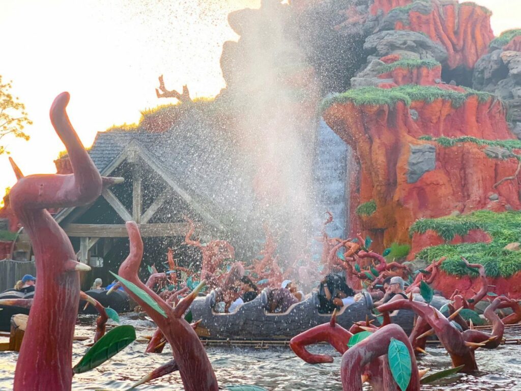 Riders on Splash Mountain, one of the best magic kingdom rides to experience