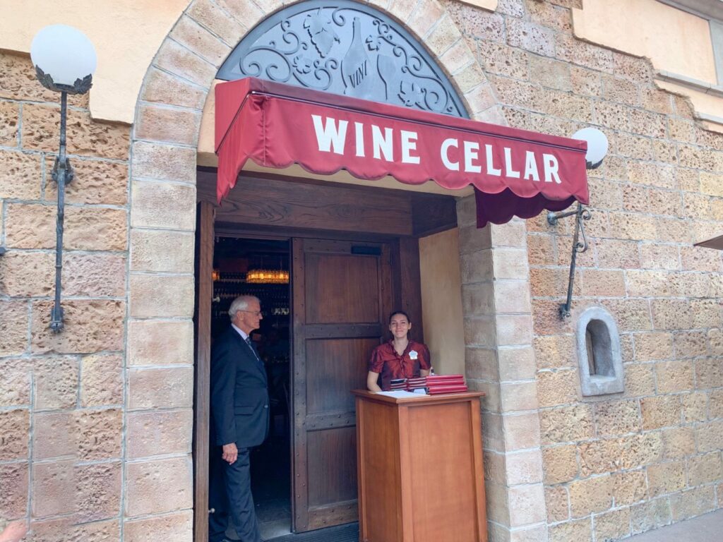 wine cellar sign with hostess stand hidden gems at Disney
