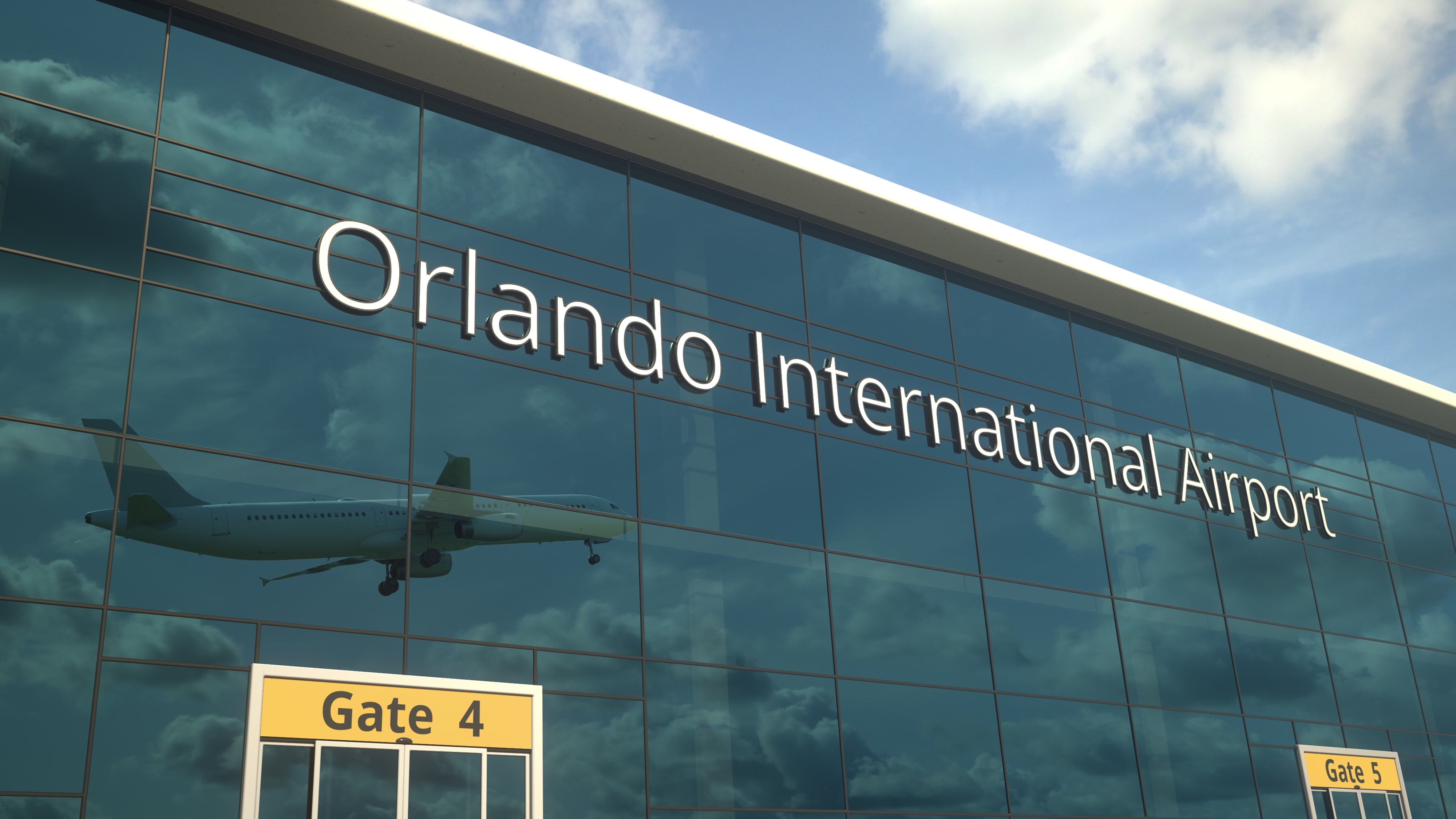 orlando international airport sign with image of plane