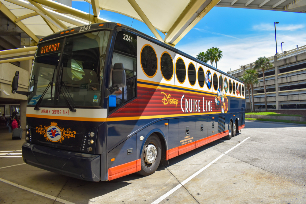 Disney cruise line bus at Orlando airport to Disney World