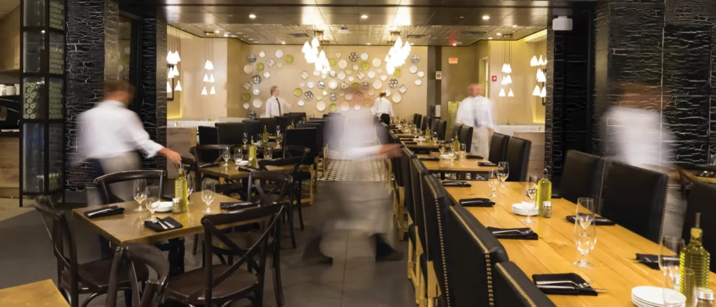 Chefs run around the modern dining aesthetic of Vivo, which is one of the best restaurants at Universal Orlando, especially for fancy Italian dining. 