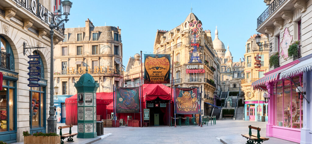 A pro shot of the Wizarding World portal shows France with its shops, tents, and more.